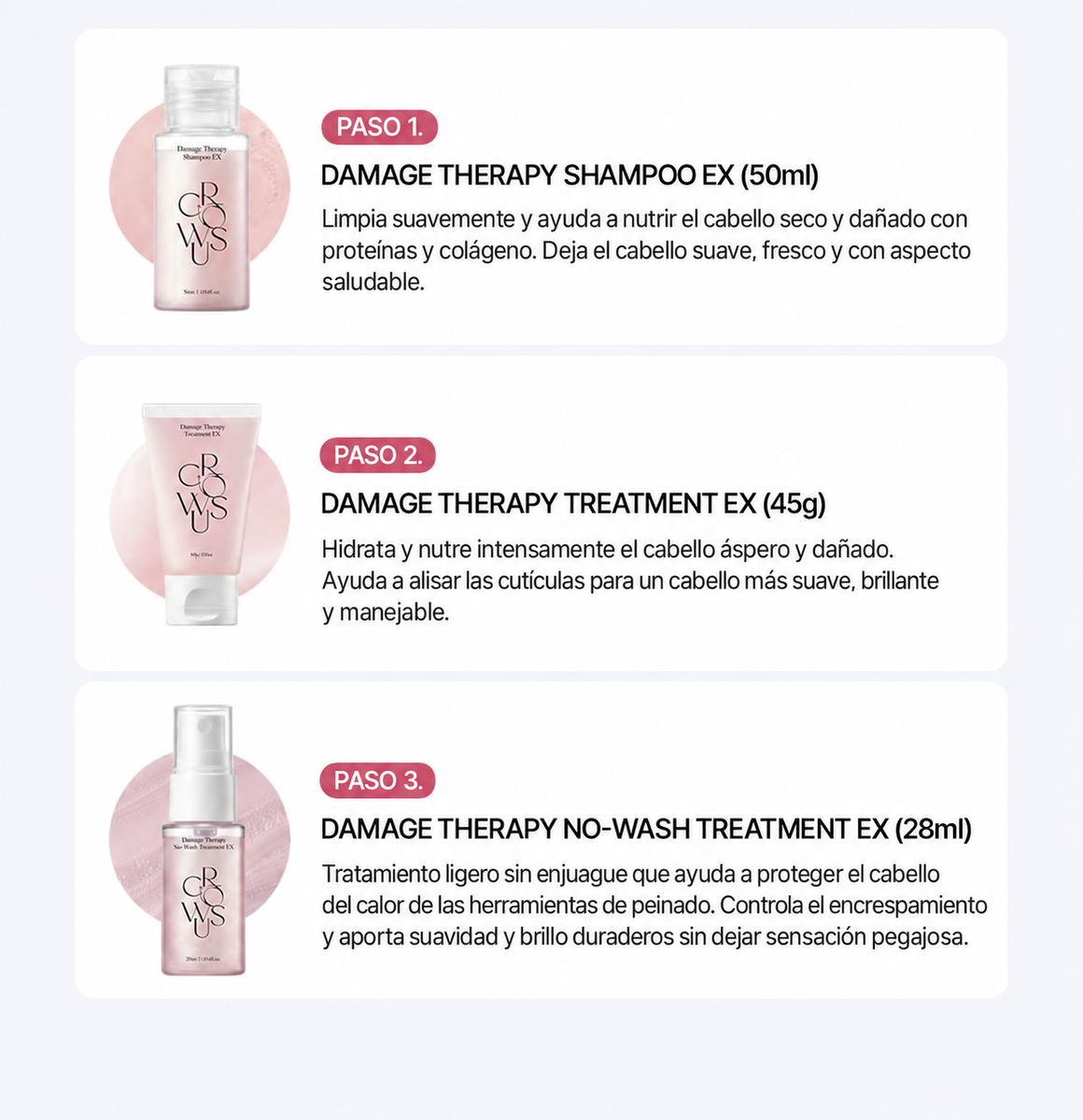 GROWUS Damage Therapy Travel Kit (Shampoo 50ml +Treatment 45g+No wash treatment 28ml) 4